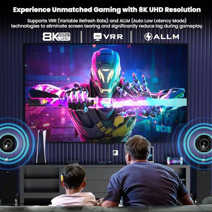 HDMI 2.1 Switch 5 in 1 Out 8K 60Hz 4K 120Hz – with Remote - size: 8K HDMI Switcher 5 port