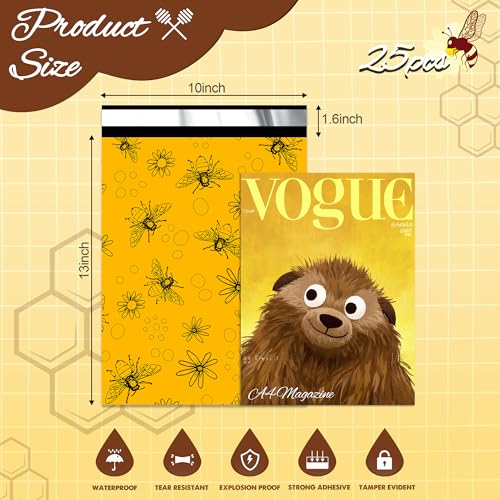 Cute Poly Mailers 10x13 Inch 25 Pcs, Bees Printed - color: Bees, size: 10x13 Inch 25Pcs