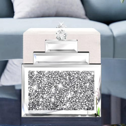 Wocred Mirror Napkin Holder,Crystal Crushed Diamond Vertical Holder,Cute Tissue Holder Holds Napkins Upright for Bathroom，Dining Table，Kitchen Table.(6.8”X5.9”X3”) - size: 6x3x6.8 inch