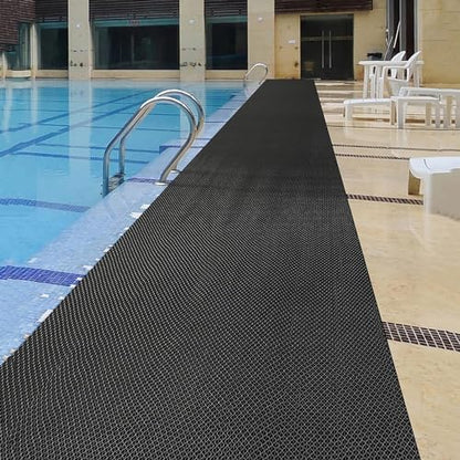 PVC Drainage Floor Mat Non-Slip Commercial Wet Area Mat for Outdoor and Indoor Restaurant Kitchen Bar Swimming Pool Splash Matting Water Drain Flooring Mat (Black, 3FTX16.4FT) - size: 3FTX16.4FT