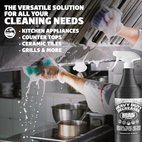 MA5x Heavy Duty Degreaser Cleaner | Indoor and Outdoor Formula | Commercial, Residential, Kitchen, Automotive and Equipment Degreaser and Cleaner | 32oz Spray Bottle | Pack of 2
