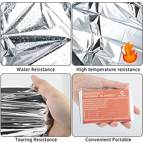 QIO CHUANG Emergency Mylar Thermal Blankets 6 Packs Survival Kit 84''x55''