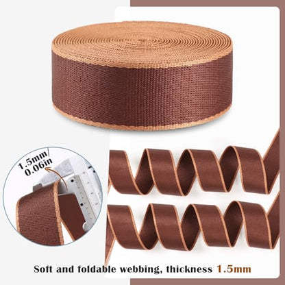 Webbing 1.5 Inch-Dark Brown Striped Webbing Straps for Bags 6 Yards -1.5 "Heavy Polyester-Cotton Webbing 1 1/2 inch Strapping for Purse Backpack Straps - color: Dark Brown-6 Yards
