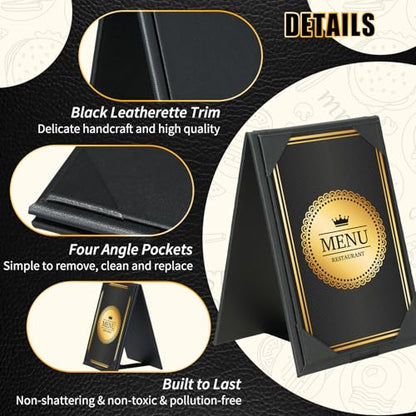 PU Leatherette Table Tents, 2Pcs Double-Sided Menu Holders 5 x 7" - size: 2 Pack, 5" x 7"