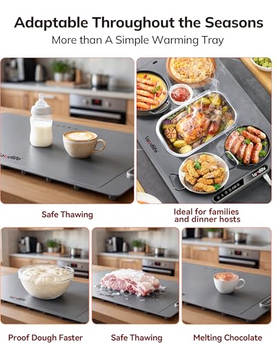 Electric Warming Mat 24x16, Foldable Food Warmer for Parties - color: Charcoal, size: 24x16 inch