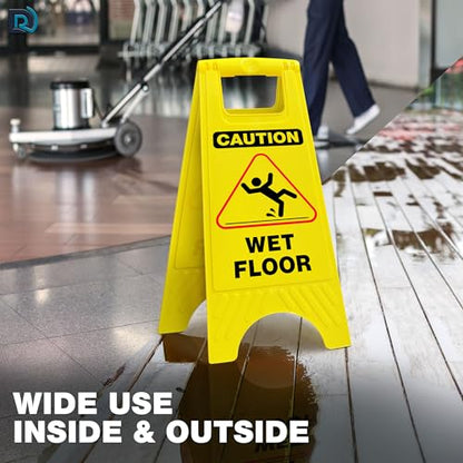 Caution Wet Floor Sign, 24 Inch Folding A Frame Double Sided, 4 Pack - color: English 24 inch - 4 Pack
