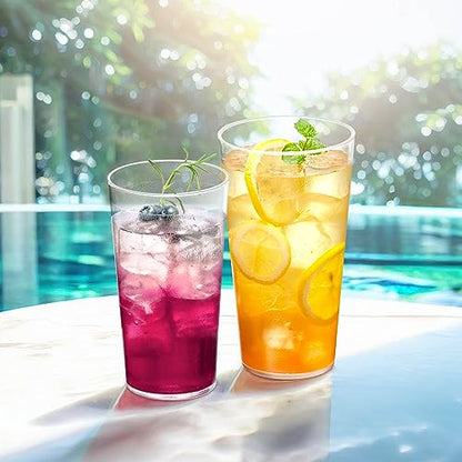 Amazing Abby - Cafely - 16-Ounce and 24-Ounce Plastic Tumblers (Set of 12), Plastic Drinking Glasses, Restaurant-Style Cups, Stackable, BPA-Free, Shatter-Proof, Dishwasher-Safe, Clear - style: All-Clear, 16 oz + 24 oz