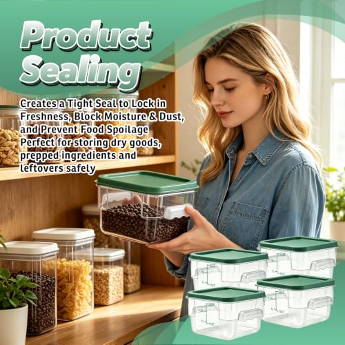 4 Pack 2QT Commercial Clear Food Storage Containers with Lid, NSF - color: Green, size: 2Qt-4 Pack