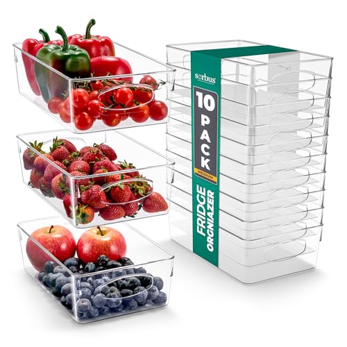 Sorbus Fridge Organizers and Storage, Clear Bins (Medium, 10 Pack) - size: Medium, style: 10 Pack