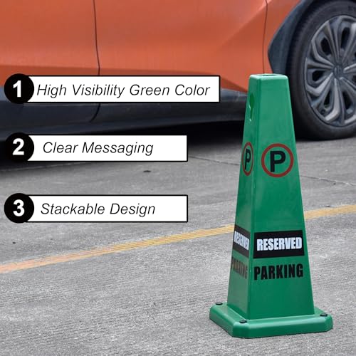 OrangeStar 4-Pack 26.5" Reserved Parking Cones with Heavy Rubber Base - color: Green, size: 26.5 Inches