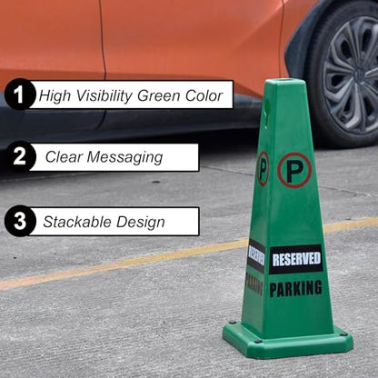 OrangeStar 4-Pack 26.5" Reserved Parking Cones with Heavy Rubber Base - color: Green, size: 26.5 Inches