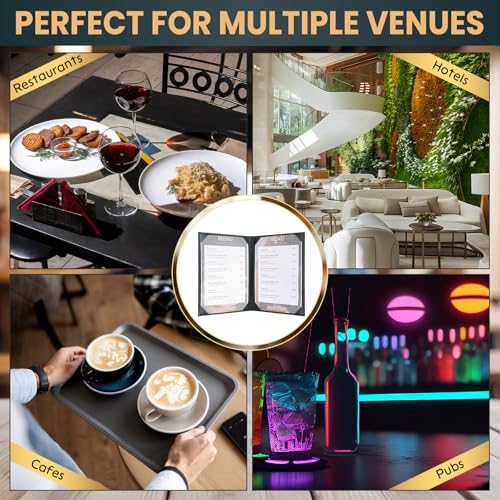 Menu Covers 8.5 x 11 Inch, 10 Pack, 2 View, Black PU Leather