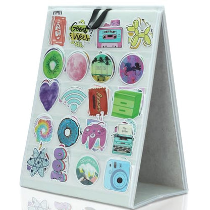 PACMAXI Double-Sided Portable Sticker Display Stand Organizer - color: White