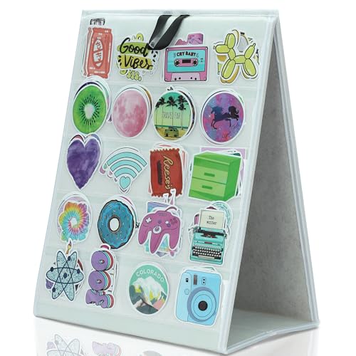 PACMAXI Double-Sided Portable Sticker Display Stand Organizer - color: White