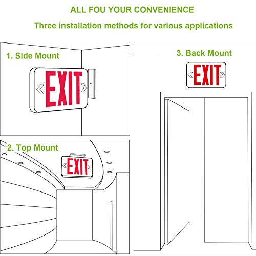 LED Exit Sign, Emergency Exit Light with Battery Backup, Double Face, UL 924, AC 120/277V, Damp Location, Hardwired Red Letter Exit Lights for Business Commercial - size: 1-Pack