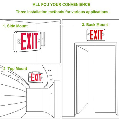 LED Exit Sign, Emergency Exit Light with Battery Backup, Double Face, UL 924, AC 120/277V, Damp Location, Hardwired Red Letter Exit Lights for Business Commercial - size: 1-Pack