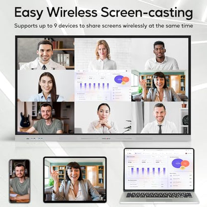 Smart Board | 75" Interactive Whiteboard | 4K UHD | Android 14 | 8+128GB | Digital Whiteboard, Electronic White Board for Classroom Home Office | Wall Mount Included - size: 75 Inch
