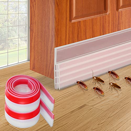 Door Draft Stopper Door Sweep Weather Stipping - Camel Home Self Adhesive Door Bottom Seal Strip Door Seal Soundproof Under Rubber Energy Saver Insulasion Weatherproof, 2" W X 39" L (2 Pack Clear) - color: Clear2