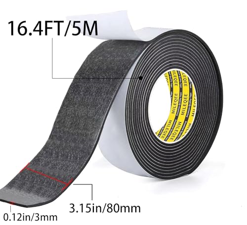 Single-Sided Adhesive Foam Tape EVA Black,3.15inx 16.4FT - color: Black, size: 3.15 Inch x 16.4 FT