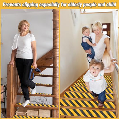 Oleitodh 2 in x 60 ft Anti-Slip Tape for Stairs, Black/Yellow, 80 Grit - color: Black Yellow, size: 2 in x 60 ft