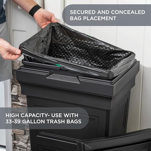 Step2 Atherton Large Garbage Container, Indoor/Outdoor Trash Can with Lid, Weather Resistant, Made of Durable Plastic, Weather-Resistant, Onyx Black - color: Onyx Black