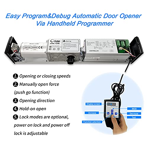 Olideauto Automatic Electric Disabled Door Opener 120B +Inswing Arm+2-3/4'' Extend Spacer+2pcs Motion Sensors - style: Inswing Arm+Motion Sensor