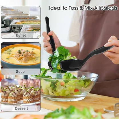Patelai 48 Pcs Plastic Serving Utensils Disposable Serving Spoon Fork Tong