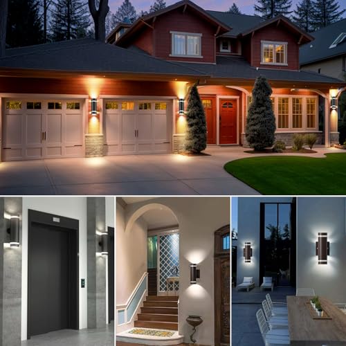 dephen Up Down Outdoor Wall Light with Dusk to Dawn, Integrated LED Sconce