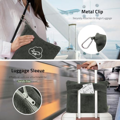 Travel Blanket, Airplane Blanket, Ultra-Soft, Warm & Lightweight, 65x40 in, Outdoor Blanket Essentials for Women, Men & Kids, Included Eye Mask, Luggage Sleeve & Backpack Clip Dark Grey - color: Dusty Gray