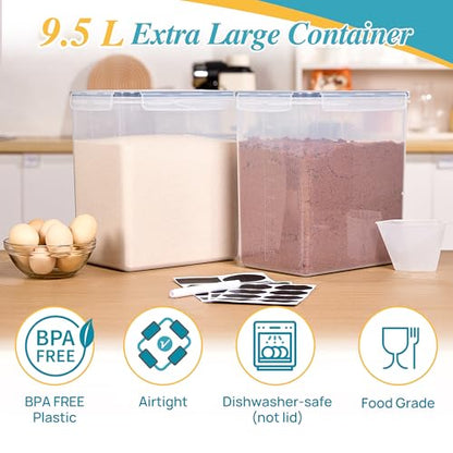 Vtopmart 9.5L Flour Sugar Storage Containers, 2 Pack, Each Fits 12.5 lb - color: Black, size: 9.5L