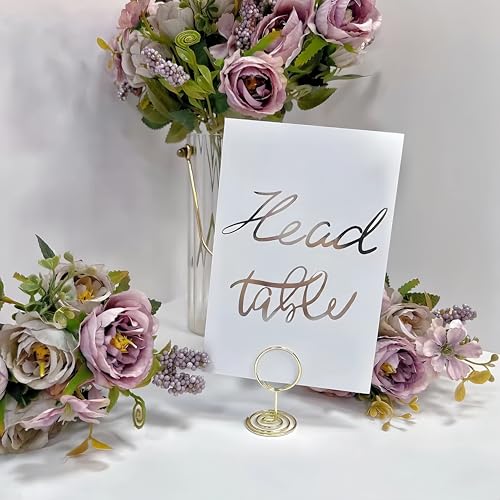 30 Pcs Table Number Holders, Wire Picture Photo Holder, Place Card Stands - color: Gold