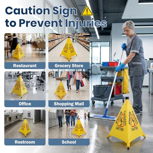 2 Pack Caution Wet Floor Signs, 20" Pop Up Slippery When Wet Sign - color: Yellow