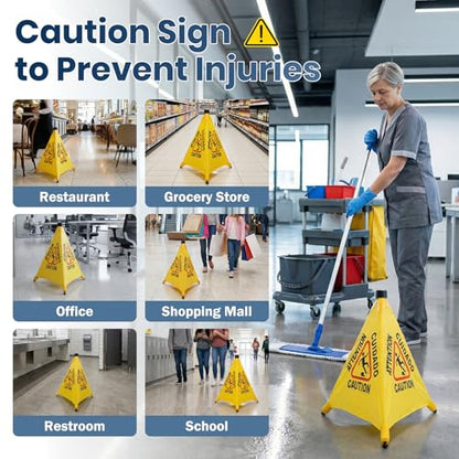 2 Pack Caution Wet Floor Signs, 20" Pop Up Slippery When Wet Sign - color: Yellow