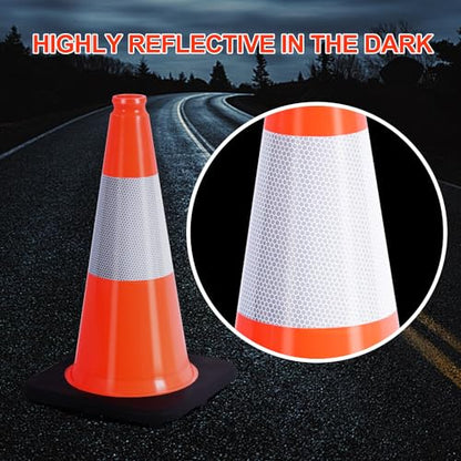 BESEA 5 Pack 18 Inch Traffic Cones with Weighted Black Base - size: 18" (5 Cones)