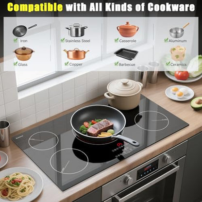 Karinear Electric Cooktop 36 Inch, Upgrade 5 Burners Electric Stove Top - color: 36 inch 5 burners