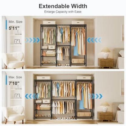 Expandable Closet System Heavy Duty Clothes Rack for Hanging Clothes