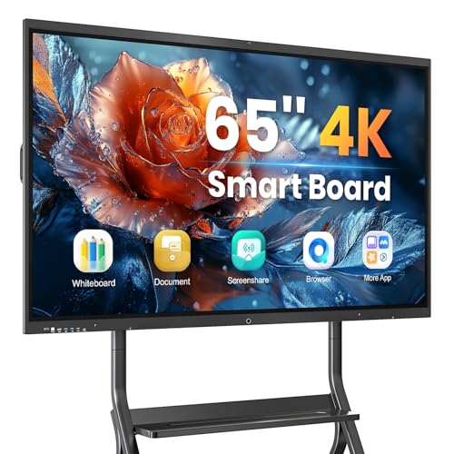65'' 4K UHD Smart Board, Interactive Digital Whiteboard, 20-Point Touchscreen, All-in-One Electronic Whiteboard for Office Classroom Home Business - size: 65 Inch