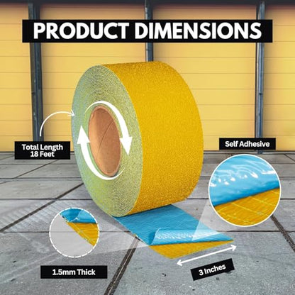 DuraMark RPT-750 Reflective Pavement Marking Tape, Yellow, 3 in x 18 ft - color: Yellow, size: 3 Inch x 18 Ft