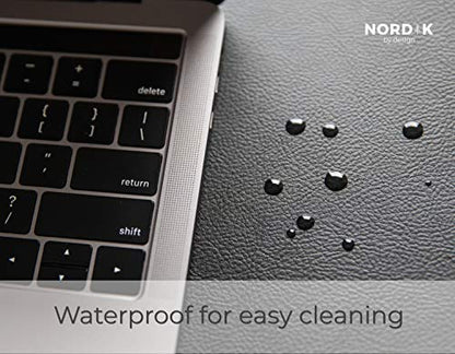 Nordik Leather Desk Mat - Pebble Black - Large Leather Desk Pad 35x17 in - color: Pebble Black