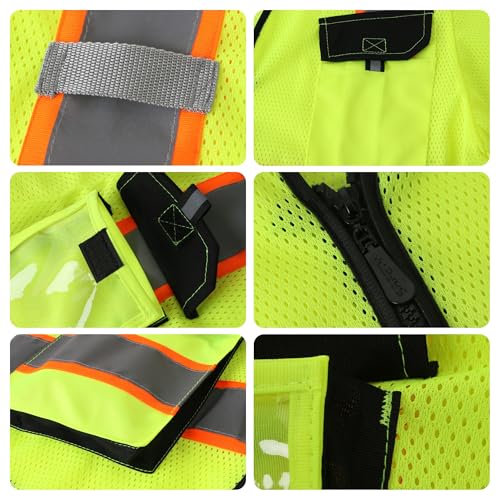 JKSafety Safety Vest for Men Women Hi Vis with Pockets and Cushioned Collar Construction Vest Meet ANSI Standard (BX360) - color: Class 3 Yellow, size: Medium