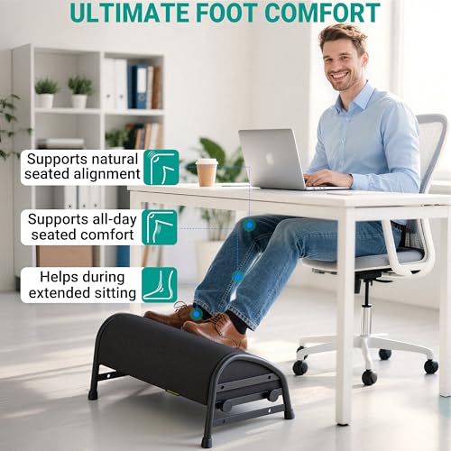 YEASHEIN Adjustable Foot Rest for Under Desk at Work, Ergonomic Foot Stools - color: Black