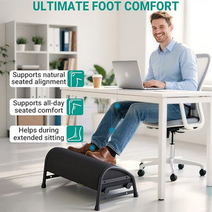 YEASHEIN Adjustable Foot Rest for Under Desk at Work, Ergonomic Foot Stools - color: Black