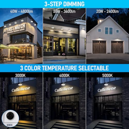 LEONLITE 3CCT 14 Inch Outdoor Barn Light, 120-277V, Integrated LED, White - color: White