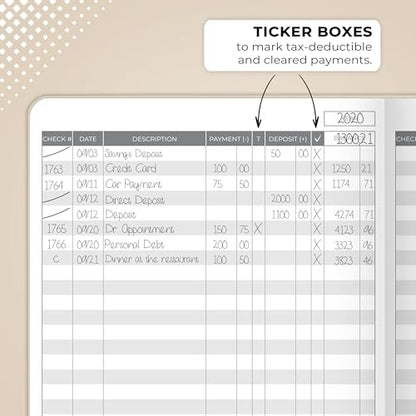 Clever Fox Check Register Book, Checkbook Ledger, 5.8x8.3 Seashell - color: Seashell, size: A5 (5.8'' x 8.3'')