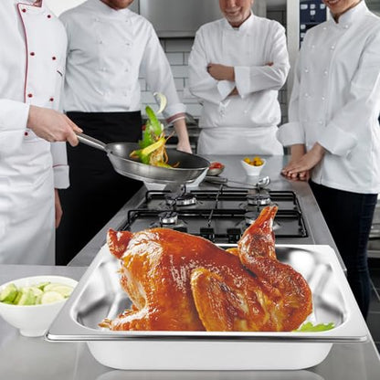 QTLCOHD 6 Pack Stainless Steel Half Size Hotel Pans, 1/2 Inch 2.5 Inch Deep - size: 2.5 Inch