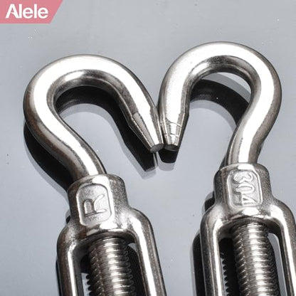 M8 Turnbuckle,5/16" Thread Stainless Steel Hook & Eye Alele Stainless Steel 304 Turnbuckle Heavy Duty Wire Rope Tension 4pcs (M8 Turnbuckle) - size: M8 Turnbuckle