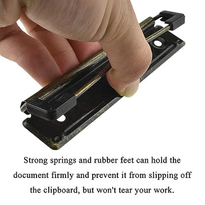 HAHIYO 4.72 Inches Vintage Bronze Metal Mountable Clipboard Clips - 5 Pack, Durable Spring Loaded Clip with Rubber Grips and Rivets Document File Wood Plastic Clip Board for Office School Home - style: Bronze-4.72in-5p