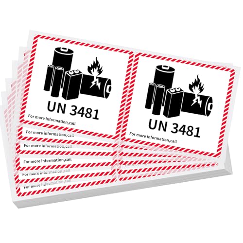 Dunzoom 150 Pcs UN3481 Lithium Ion Battery Caution Labels 3.3" X 4.2" - color: Un3481, size: 3.3" X 4.2"