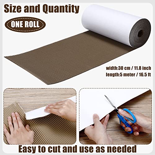 Geyoga 12 x 197 Inch White Corrugated Cardboard Roll Single Face B Flute - color: White, size: 12 x 197 Inch
