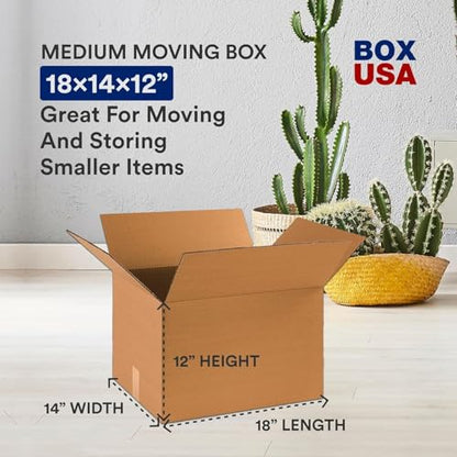 BOX USA Moving Boxes 18"L x 14"W x 12"H (20-Pack) Medium + Packaging Tape (2-Pack) - Shipping, Mailing, Packing, Packaging and Storage, ECT-32 Corrugated - style: Med 20-Pk w/Tape Dispenser 18x14x12"